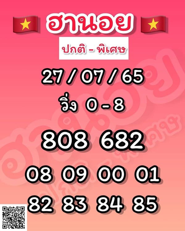 เลขเด็ดหวยฮานอย แนวทางหวยฮานอยวันนี้ 27 กค 65