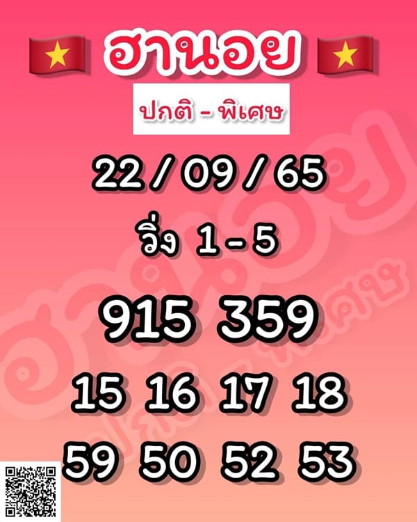 เลขเด็ดหวยฮานอย แนวทางหวยฮานอยวันนี้ 22 กย 65