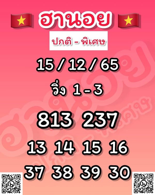 เลขเด็ดหวยฮานอย แนวทางหวยฮานอยวันนี้ 15 ธค 65