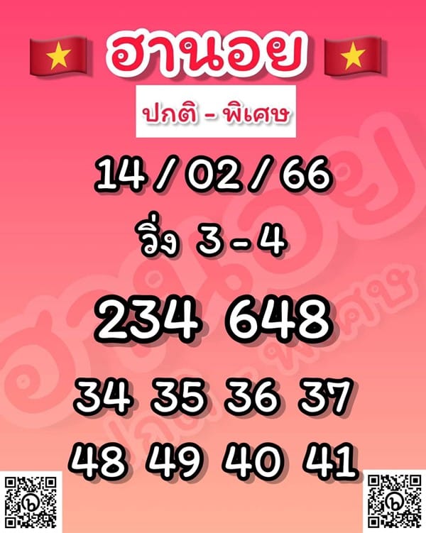 เลขเด็ดหวยฮานอย แนวทางหวยฮานอยวันนี้ 14 กพ 66
