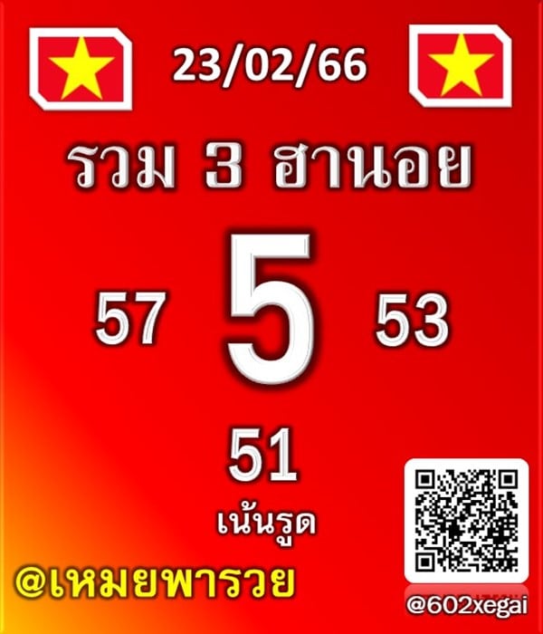 เลขเด็ดหวยฮานอย แนวทางหวยฮานอยวันนี้ 23 กพ 66