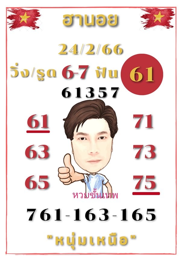 เลขเด็ดหวยฮานอย แนวทางหวยฮานอยวันนี้ 24 กพ 66