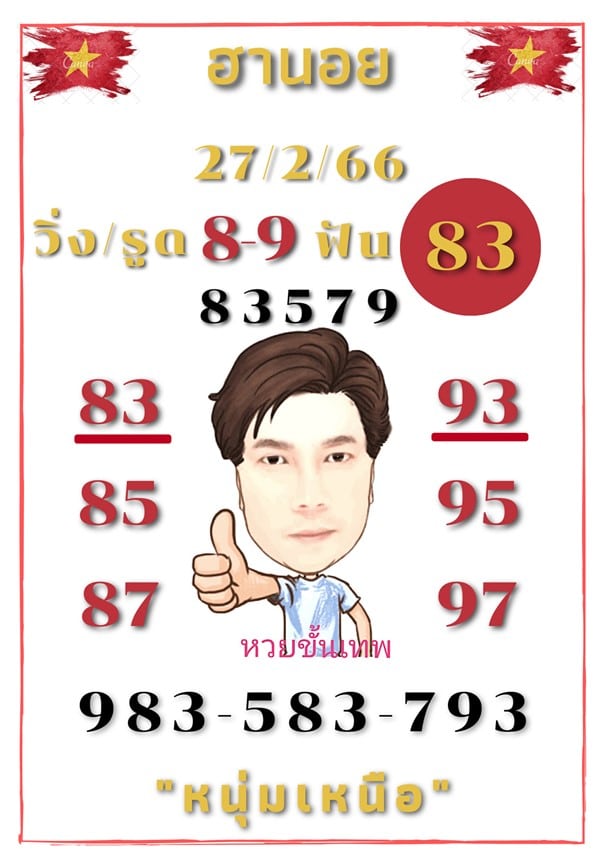 เลขเด็ดหวยฮานอย แนวทางหวยฮานอยวันนี้ 27 กพ 66
