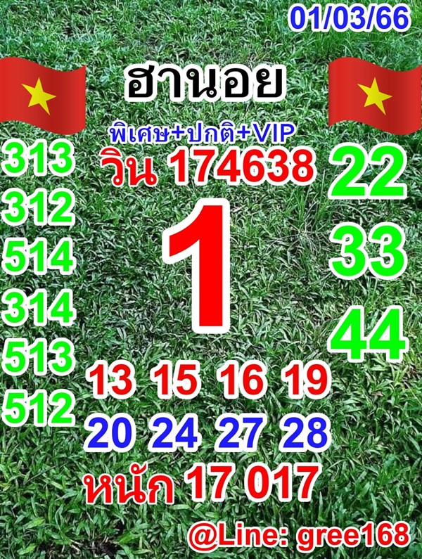 เลขเด็ดหวยฮานอย แนวทางหวยฮานอยวันนี้ 01 มีค 66