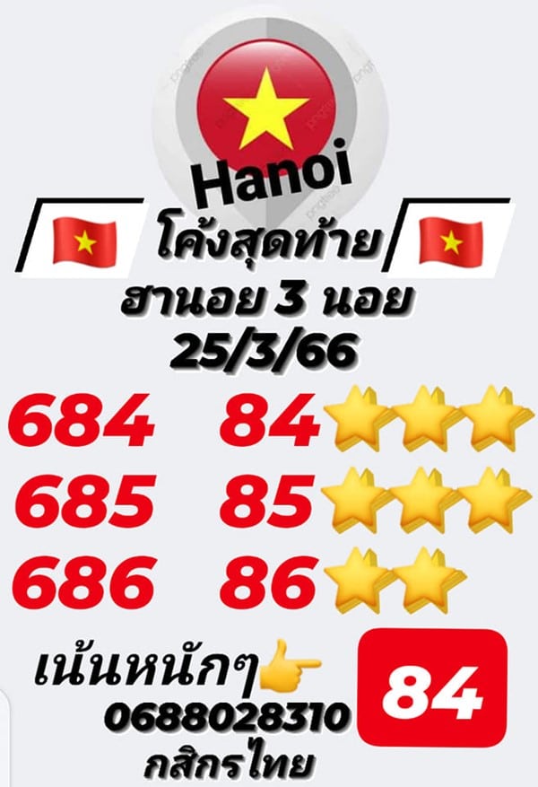 เลขเด็ดหวยฮานอย แนวทางหวยฮานอยวันนี้ 25 มีค 66