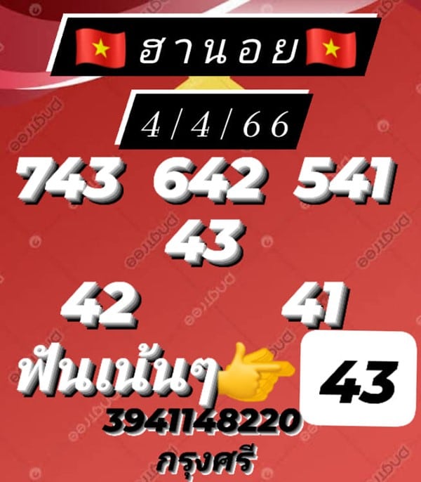 เลขเด็ดหวยฮานอย แนวทางหวยฮานอยวันนี้ 04 เมย 66