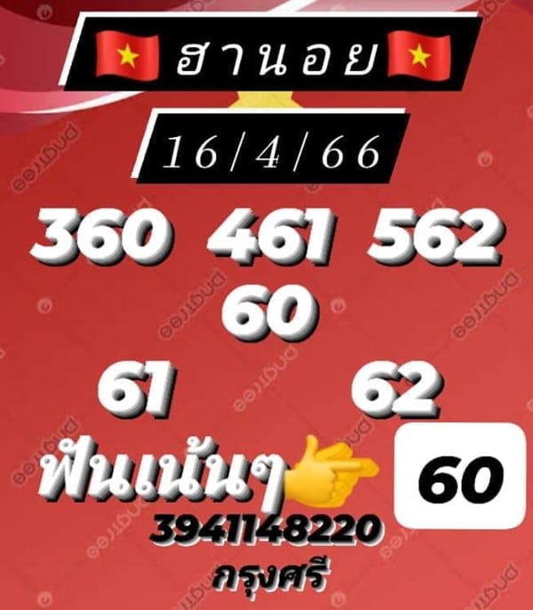 เลขเด็ดหวยฮานอย แนวทางหวยฮานอยวันนี้ 16 เมย 66