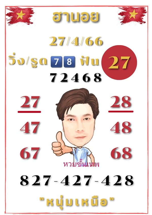 เลขเด็ดหวยฮานอย แนวทางหวยฮานอยวันนี้ 27 เมย 66