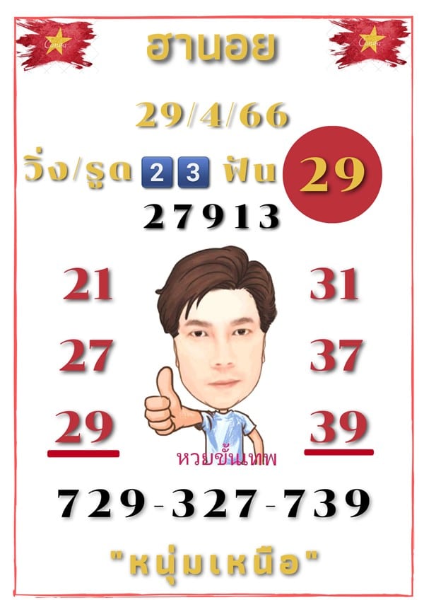เลขเด็ดหวยฮานอย แนวทางหวยฮานอยวันนี้ 29 เมย 66