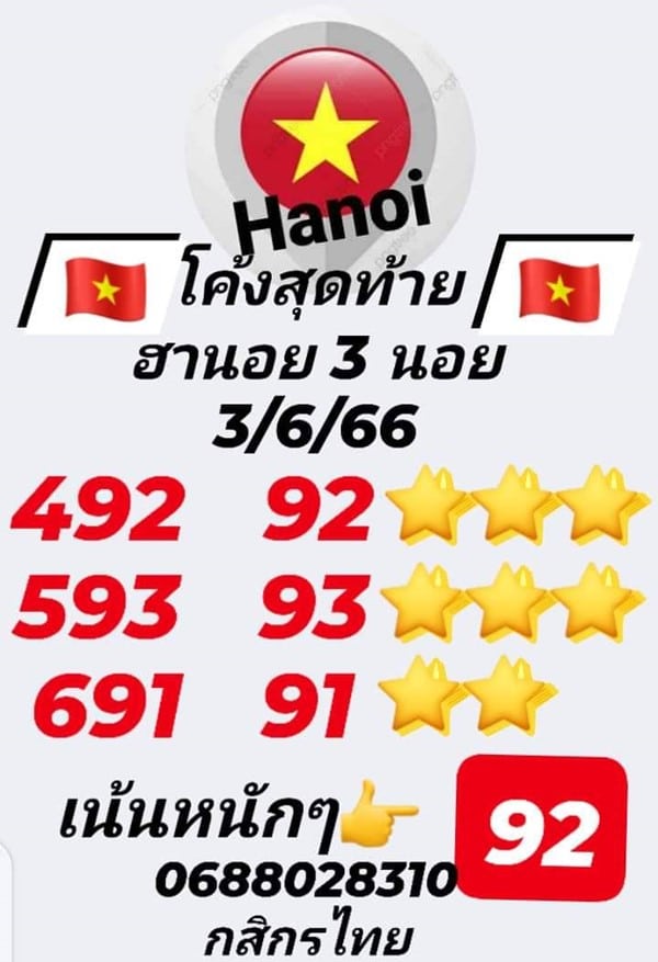 เลขเด็ดหวยฮานอย แนวทางหวยฮานอยวันนี้ 03 มิย 66