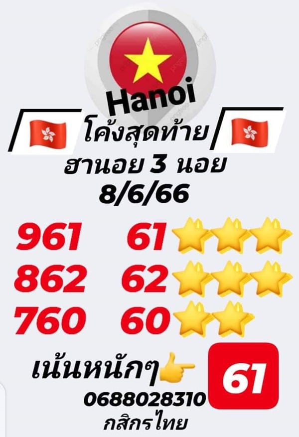 เลขเด็ดหวยฮานอย แนวทางหวยฮานอยวันนี้ 08 มิย 66