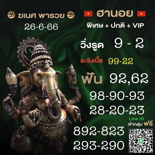 เลขเด็ดหวยฮานอย แนวทางหวยฮานอยวันนี้ 26 มิย 66