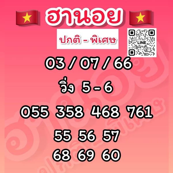 เลขเด็ดหวยฮานอย แนวทางหวยฮานอยวันนี้ 03 กค 66
