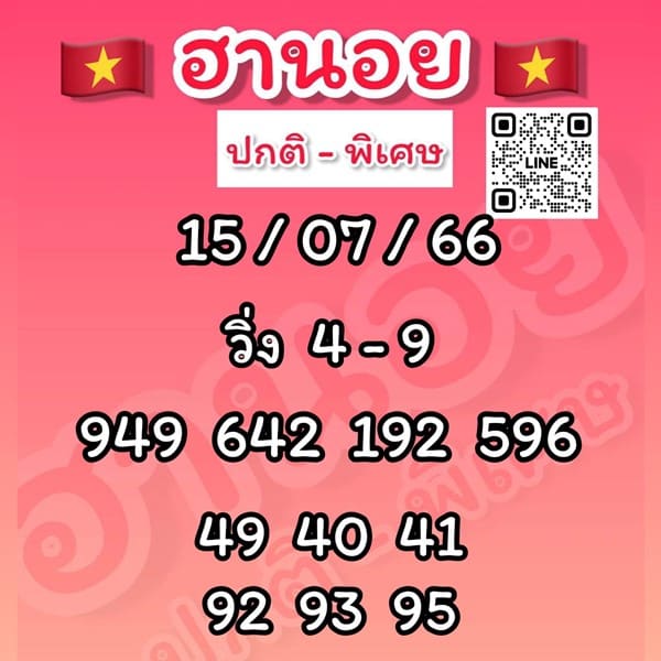เลขเด็ดหวยฮานอย แนวทางหวยฮานอยวันนี้ 15 กค 66
