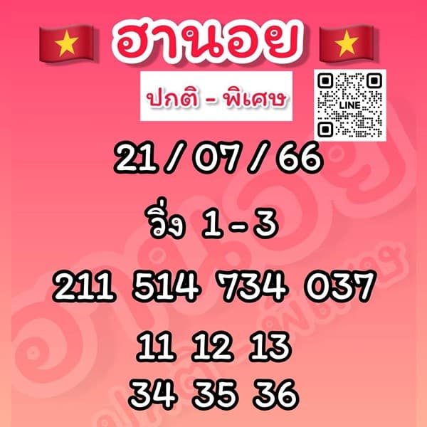 เลขเด็ดหวยฮานอย แนวทางหวยฮานอยวันนี้ 21 กค 66