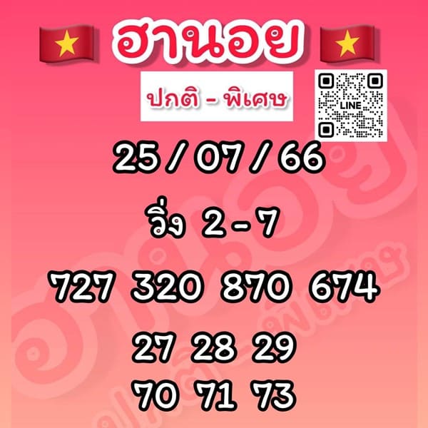 เลขเด็ดหวยฮานอย แนวทางหวยฮานอยวันนี้ 25 กค 66