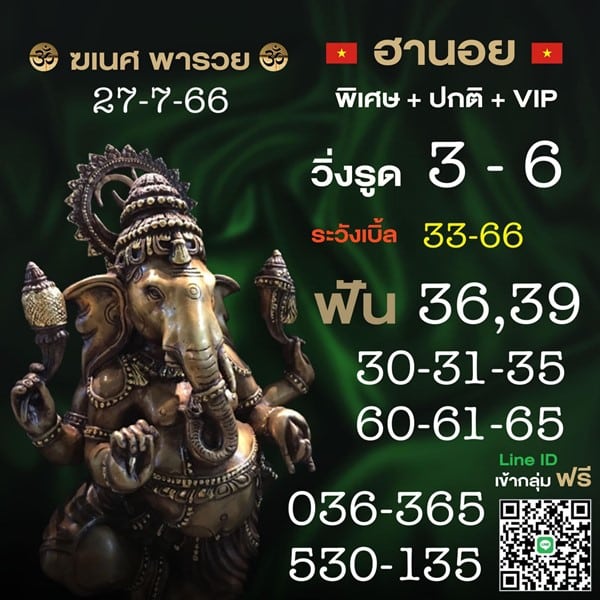 เลขเด็ดหวยฮานอย แนวทางหวยฮานอยวันนี้ 27 กค 66