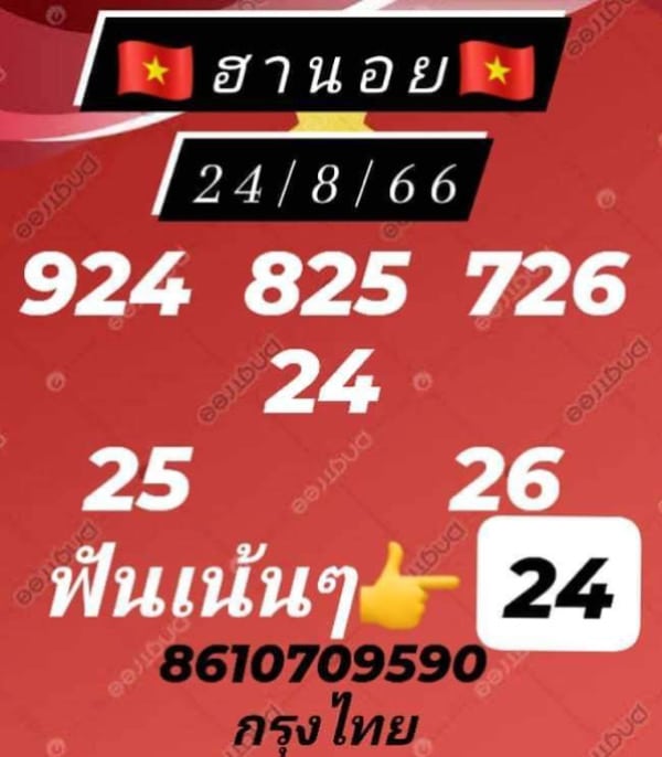 เลขเด็ดหวยฮานอย แนวทางหวยฮานอยวันนี้ 24 สค 66