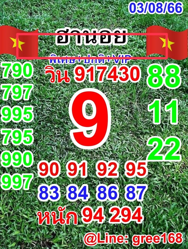 เลขเด็ดหวยฮานอย แนวทางหวยฮานอยวันนี้ 03 สค 66