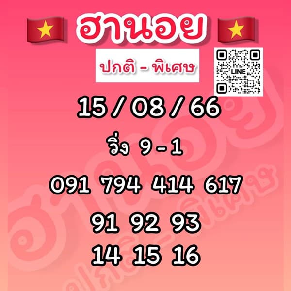 เลขเด็ดหวยฮานอย แนวทางหวยฮานอยวันนี้ 15 สค 66