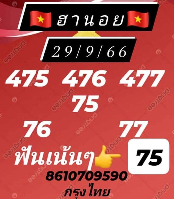 เลขเด็ดหวยฮานอย แนวทางหวยฮานอยวันนี้ 29 กย 66