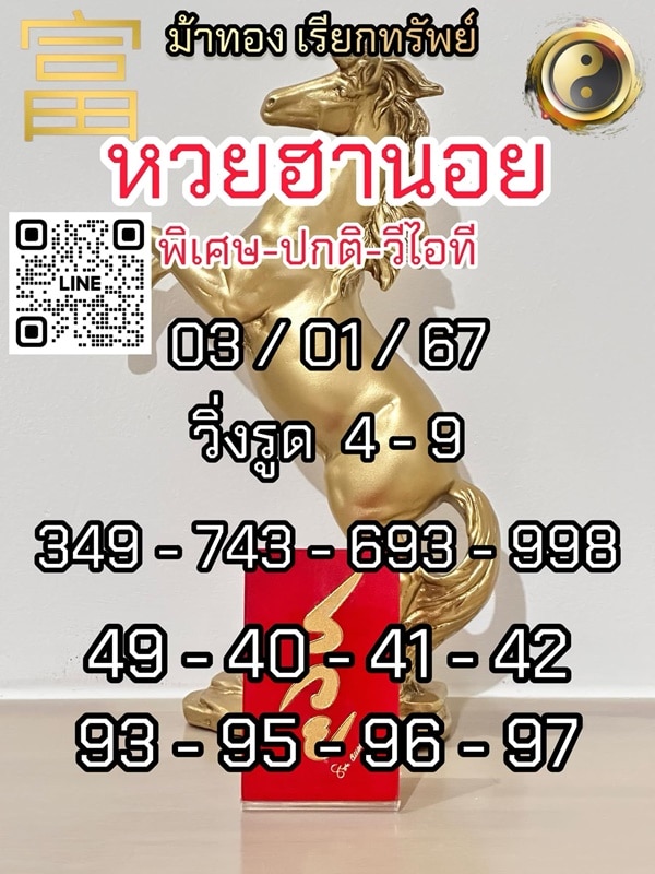 เลขเด็ดหวยฮานอย แนวทางหวยฮานอยวันนี้ 03 มค 67